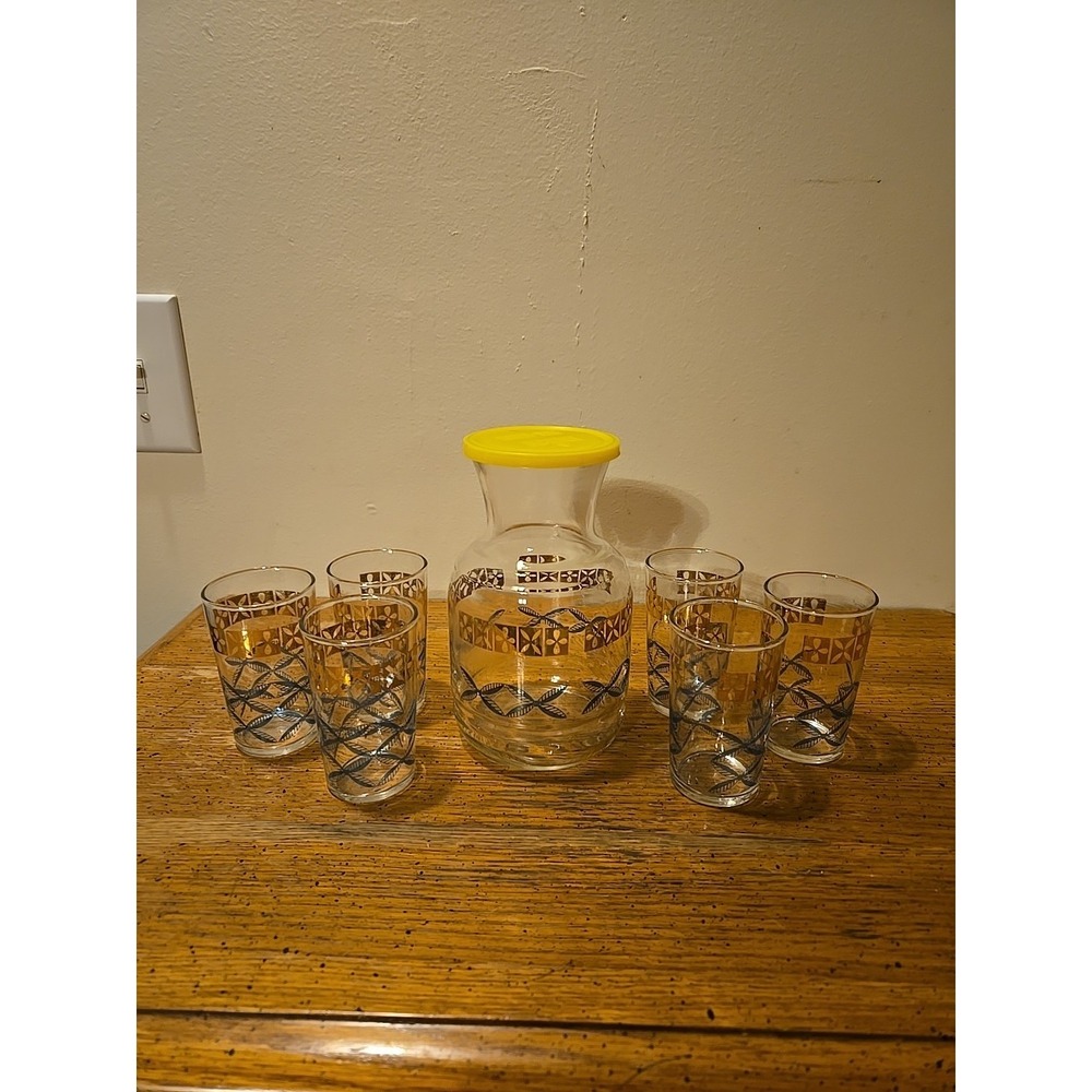 Mid-Century Modern (MCM)‎ "Handi-Serv" decanter and juice glass set